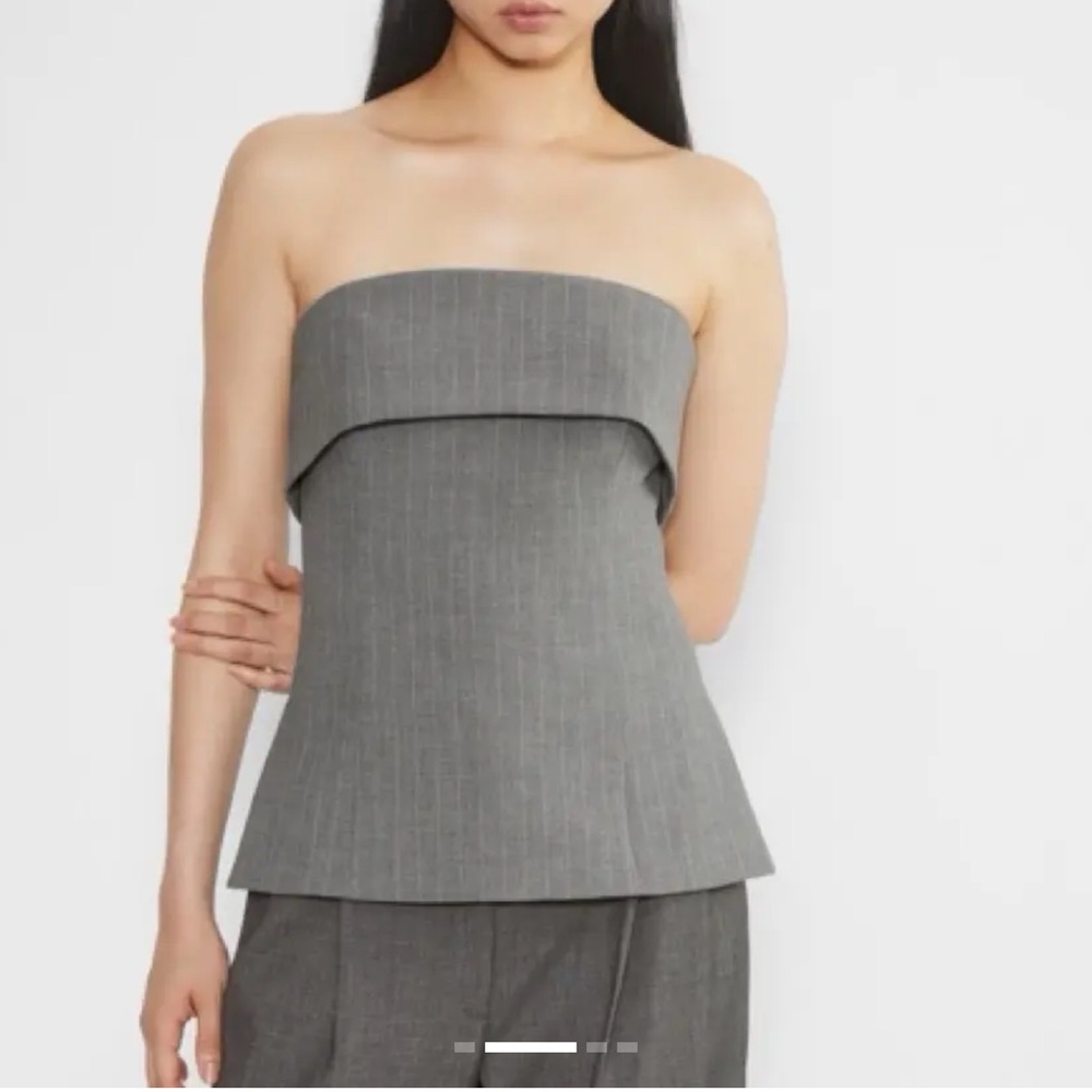 Aritzia Babaton Grey Striped Element Foldover Tube Top Size 6- Office Core